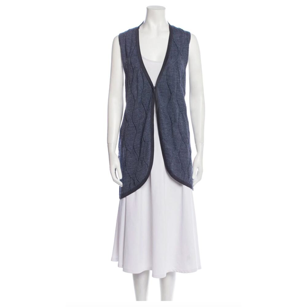 Alicia Adams Sweater Vest Small Blue 100% Alpaca V-Neck Chloe Quiet Luxury